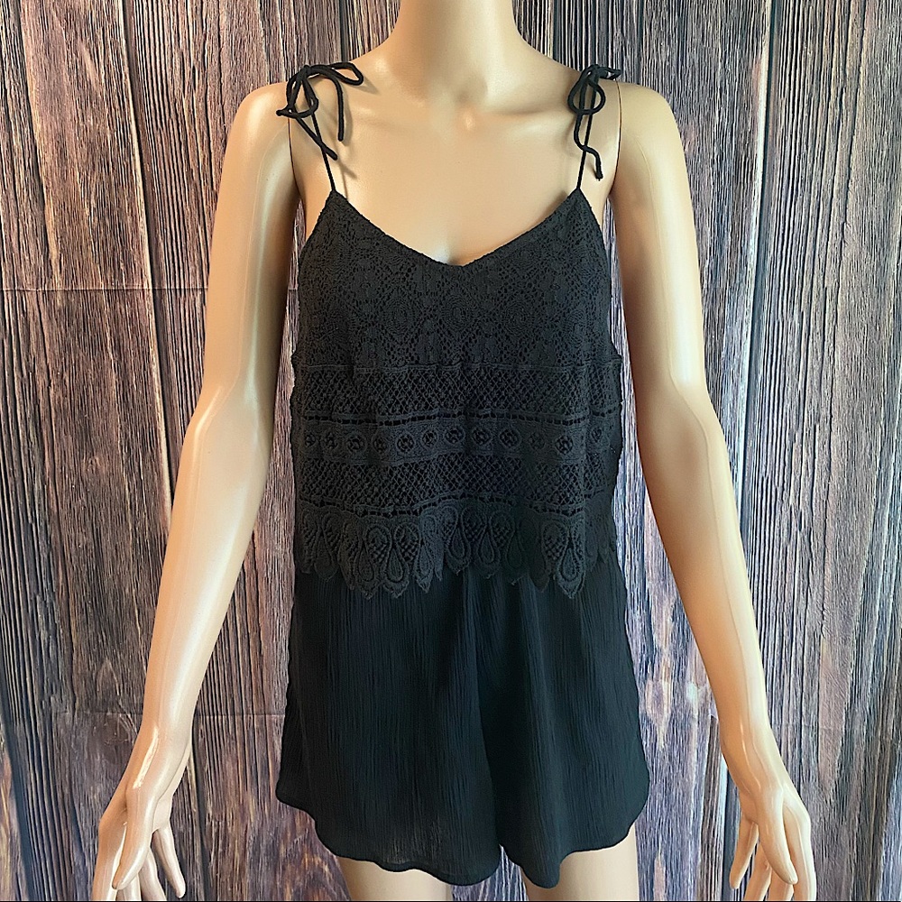 Topshop size 8 black embroidered summer boho romper flowy